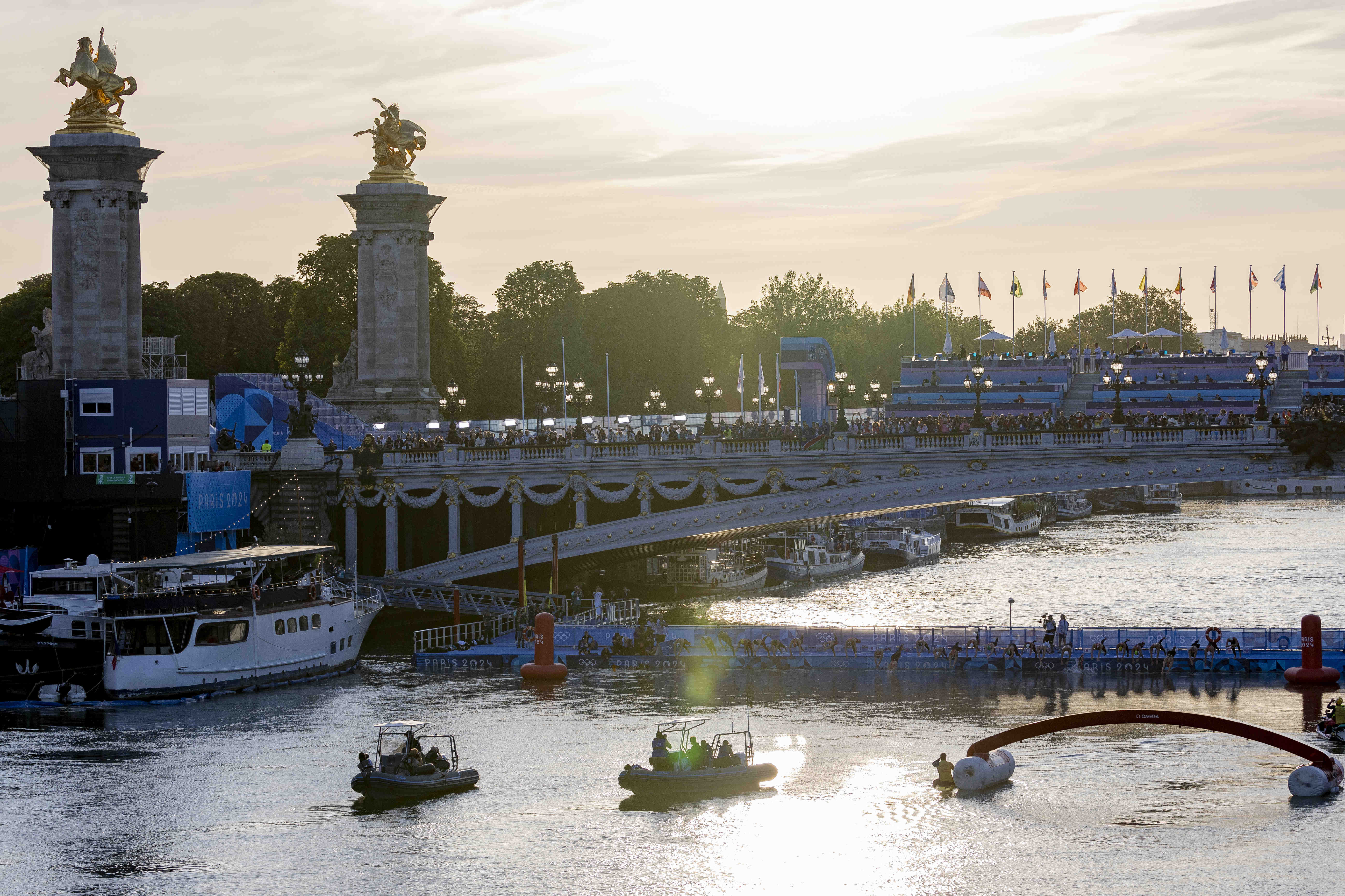 Sunrise over the Seine during the Olympic Open Water competition