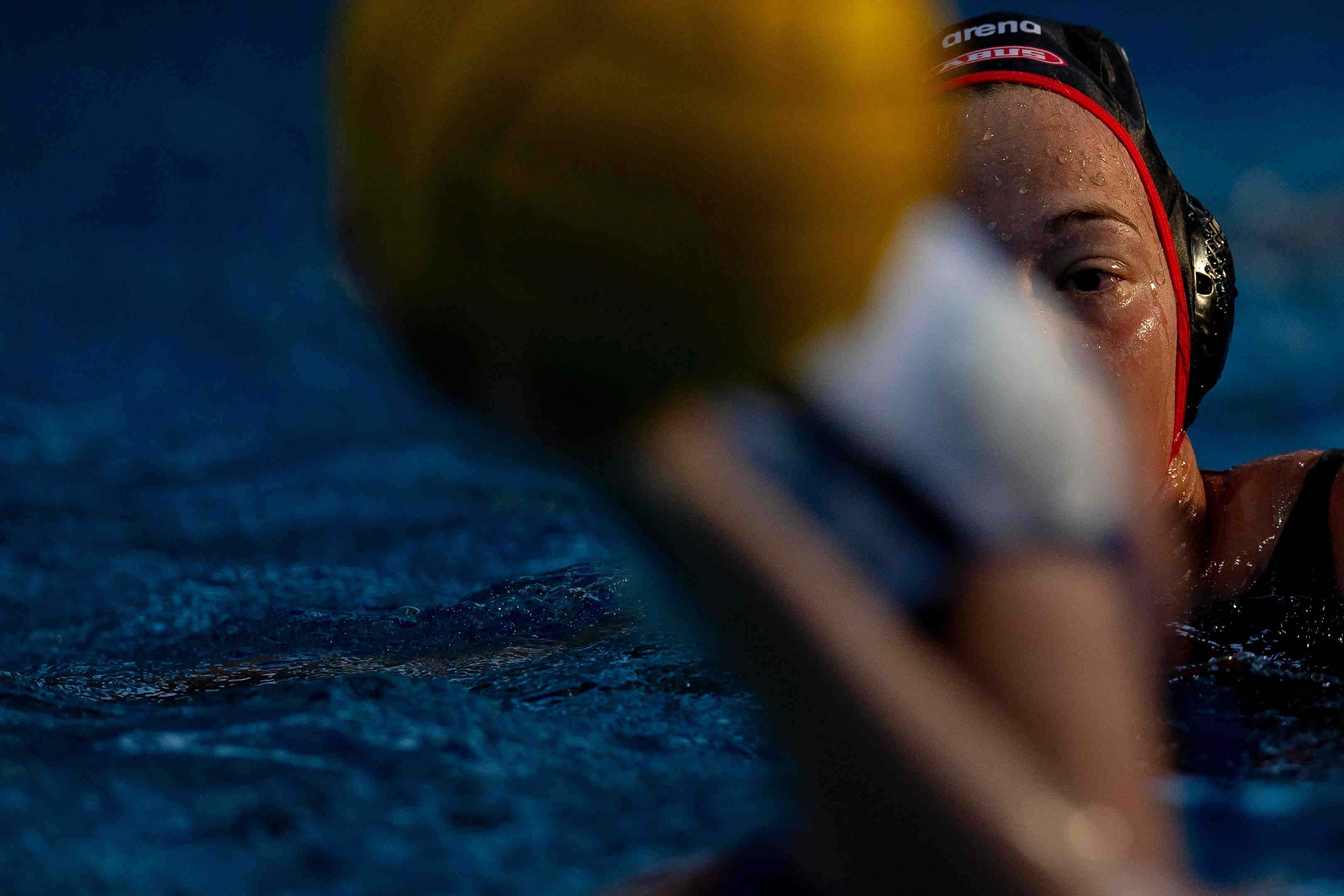 Water polo defensive eye behind the ball